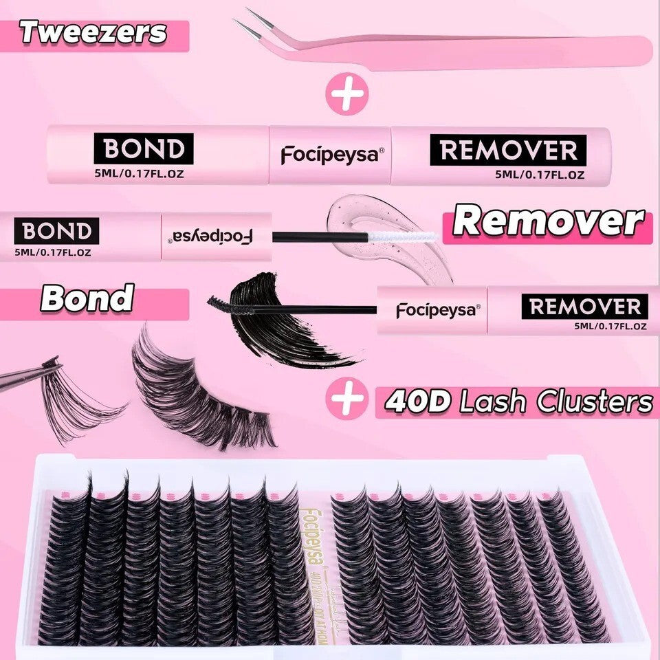 Eyelash Extension Kit D Curl Lash Clusters 280Pcs DIY Lash Extension Kit 40D ...