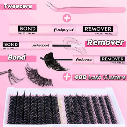 Eyelash Extension Kit D Curl Lash Clusters 280Pcs DIY Lash Extension Kit 40D ...