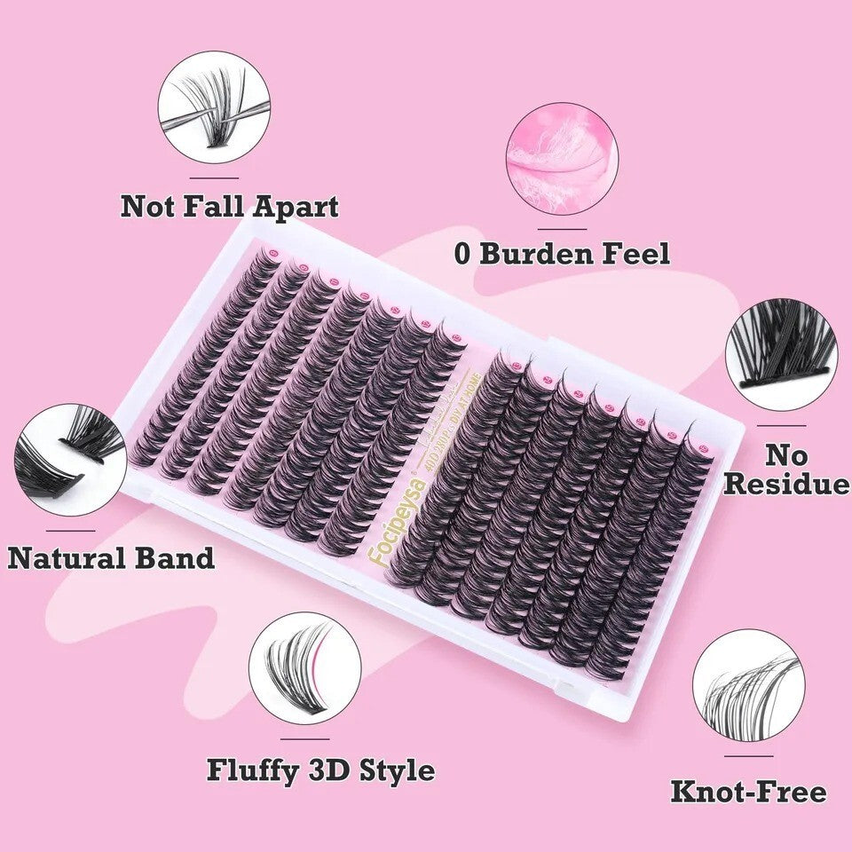 Eyelash Extension Kit D Curl Lash Clusters 280Pcs DIY Lash Extension Kit 40D ...